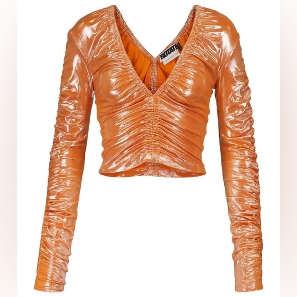ROTATE  Shimmering Orange Ruched Top